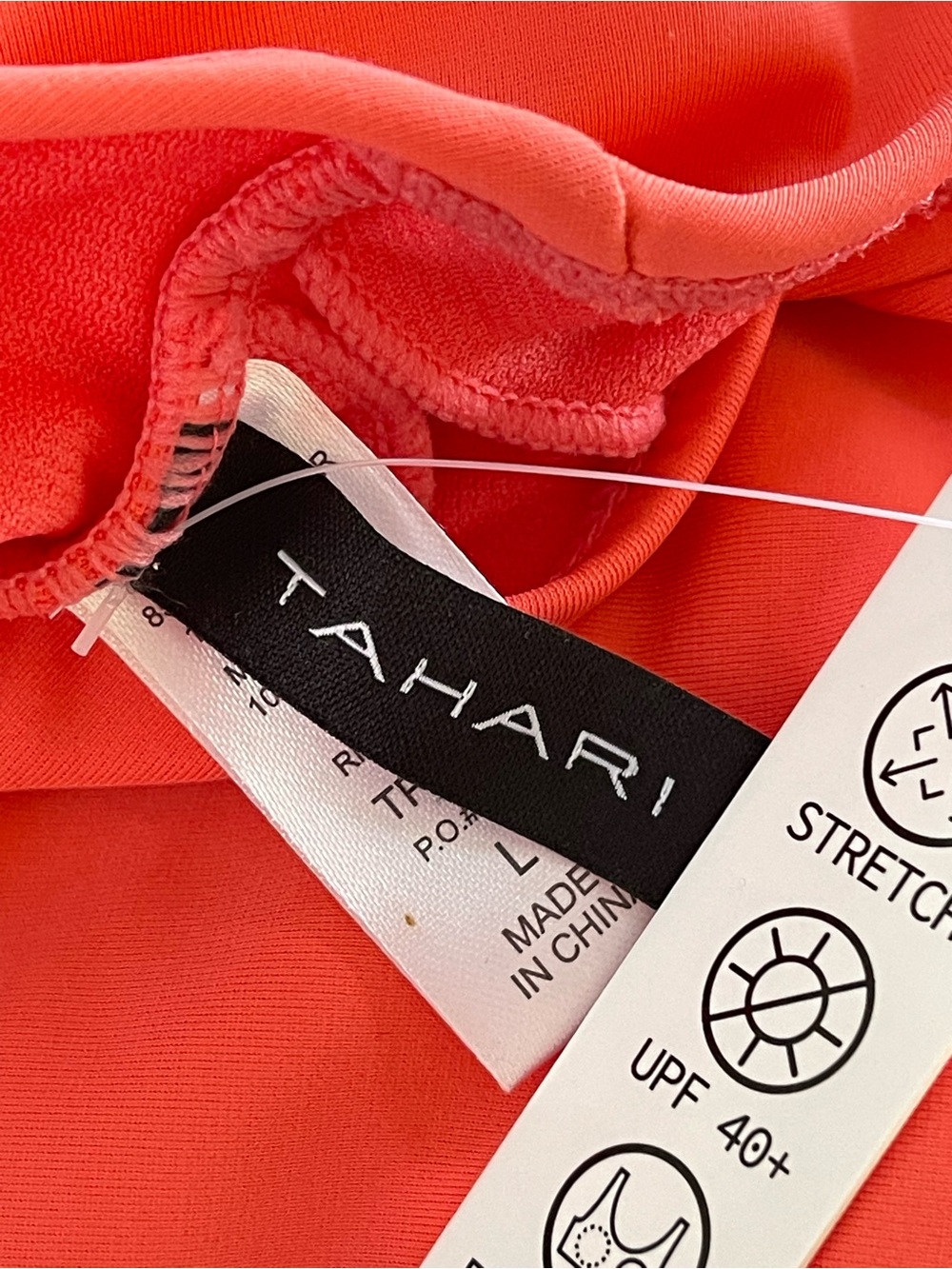 Tahari Coral Orange Swim Dress One Piece Swimsuit Sz L Wrap Front Skirt NWT - Picture 10 of 13